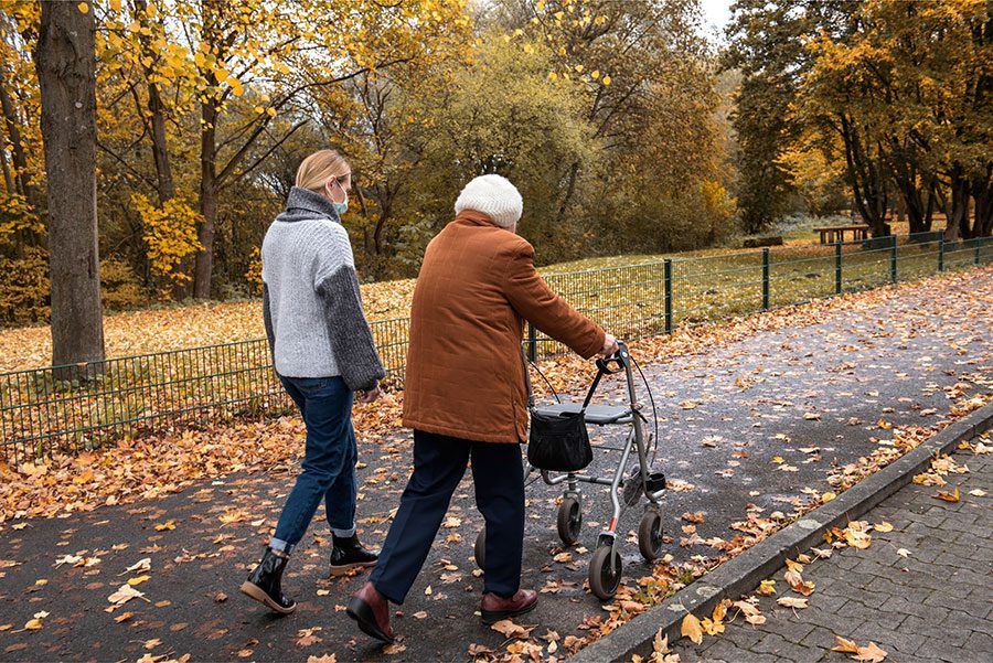 Helping an older person walk